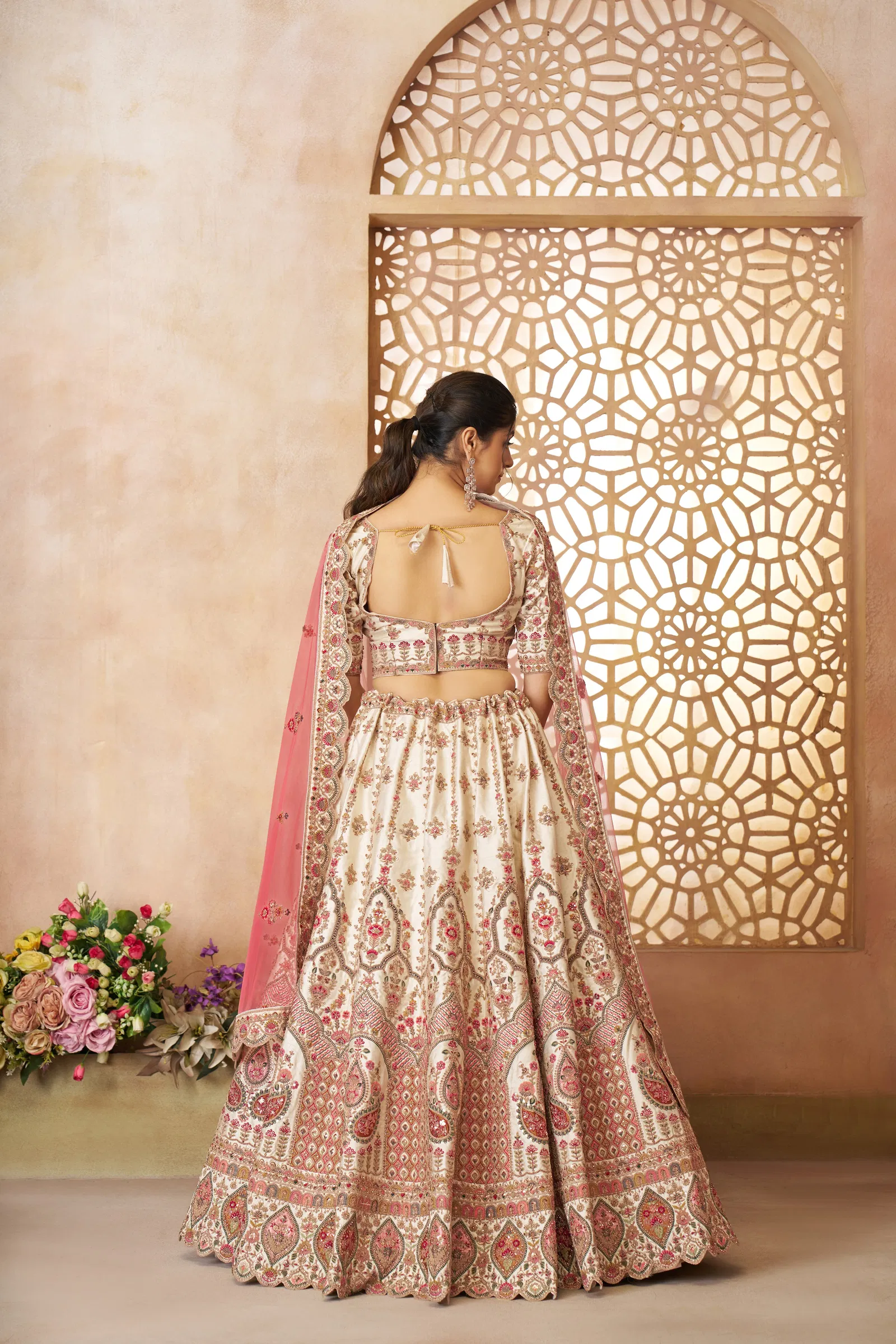Kf 14 White Silk Embroidered Bridal Lehenga Online Wholesale